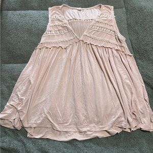 POL Pale Blush Crochet-Trim V-Neck Tank